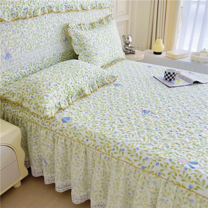 91家纺网 家纺一手货源 找家纺 十个点 2024新款印花夹棉蕾丝单床裙-玲珑 玲珑