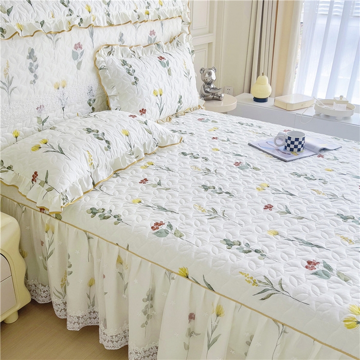 91家纺网 家纺一手货源 找家纺 十个点 2024新款印花夹棉蕾丝单床裙-玲珑 静香