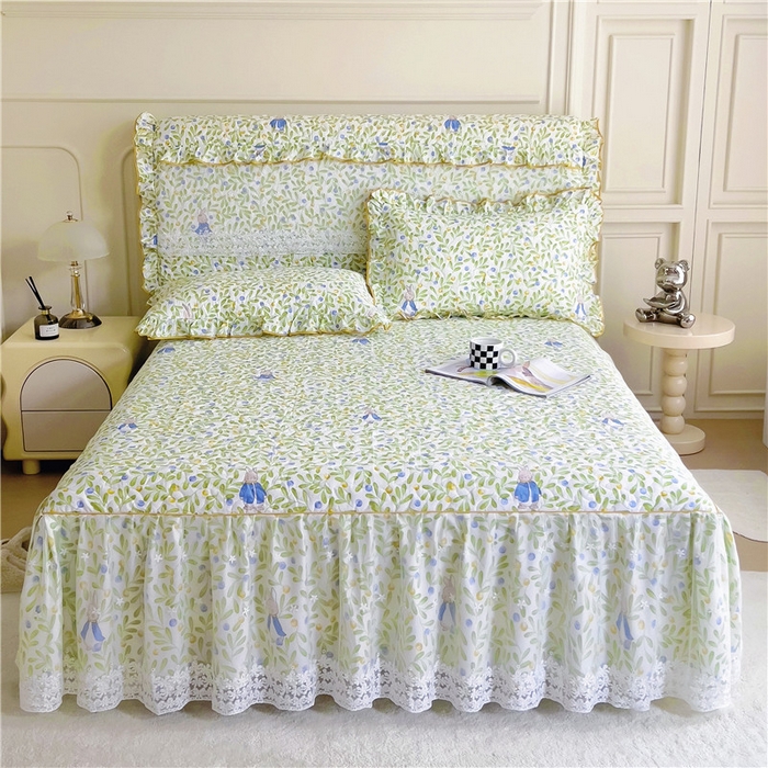 91家纺网 家纺一手货源 找家纺 十个点 2024新款印花夹棉蕾丝单床裙-玲珑 玲珑