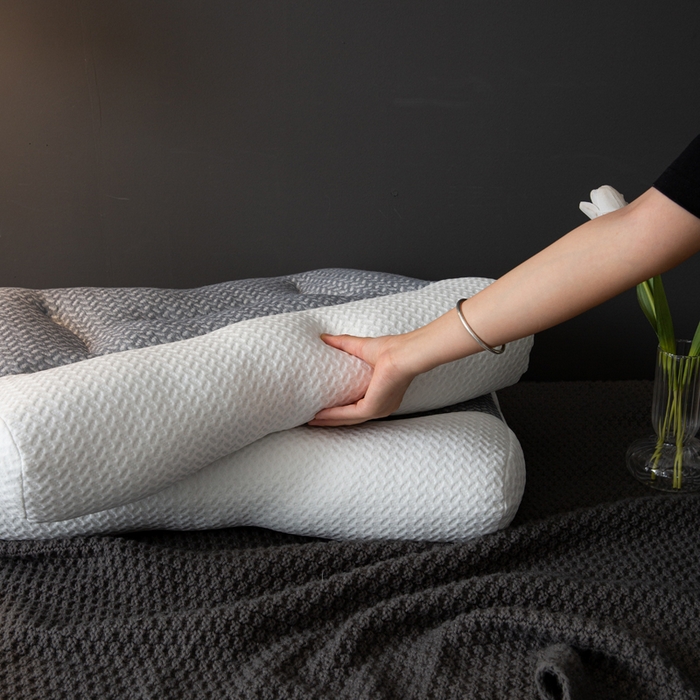 91家纺网 家纺一手货源 找家纺 2025新款网销爆款日式反牵引骨科修复枕反牵引枕头单只 白色一只高枕1100克