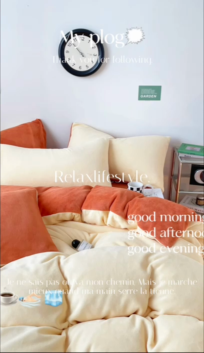 91家纺网 家纺一手货源 找家纺 眠帛家居 2023新款加厚牛奶绒双拼四件套 奶黄-焦糖