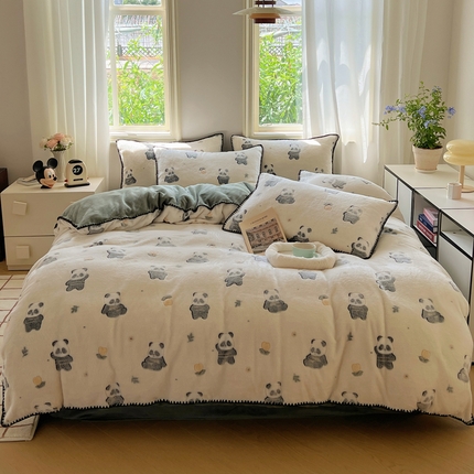 91家纺网 家纺一手货源 找家纺 （总）三朵家纺 2023新款高克重雪花绒绒混搭系列四件套