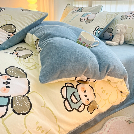 91家纺网 家纺一手货源 找家纺 （总）瑞莱 2023秋冬全新网红款棉加绒四件套