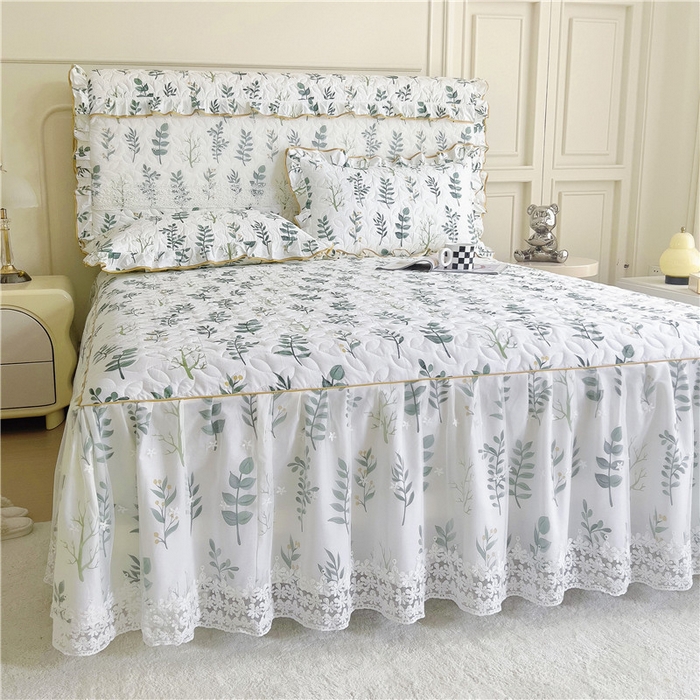 91家纺网 家纺一手货源 找家纺 十个点 2024新款印花夹棉蕾丝单床裙-玲珑 夜雨浪漫