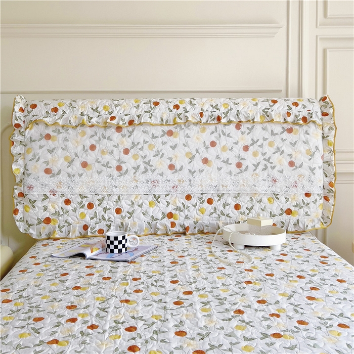 91家纺网 家纺一手货源 找家纺 十个点 2024新款印花夹棉蕾丝床头罩-玲珑 橙意