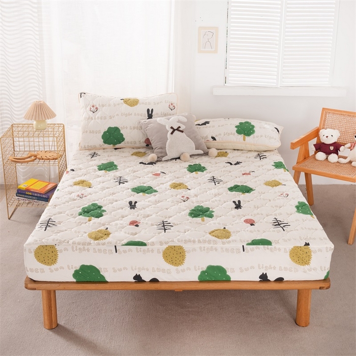 91家纺网 家纺一手货源 找家纺 花言狐语2025新款A类防水床笠隔尿透气席梦思保护套可定制水洗 夏日时光