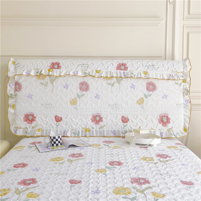 91家纺网 家纺一手货源 找家纺 十个点 2024新款印花夹棉蕾丝床头罩-玲珑 素锦