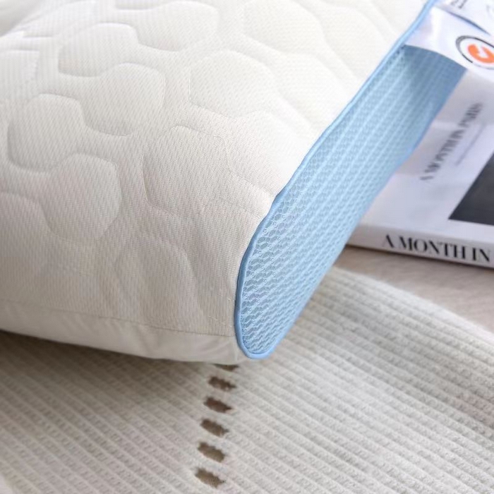 91家纺网 家纺一手货源 找家纺 梦莱家纺 2025新款云柔乳胶护颈枕spa按摩功能枕枕头枕芯 蓝色/只900克中枕