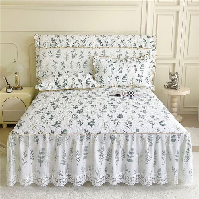 91家纺网 家纺一手货源 找家纺 十个点 2024新款印花夹棉蕾丝单床裙-玲珑 夜雨浪漫