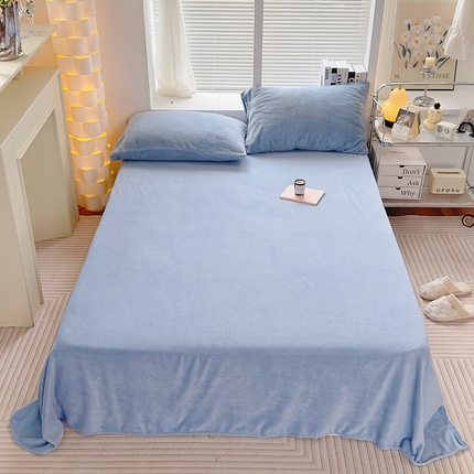  2023新款纯色牛奶绒单品系列 单床单 雾蓝