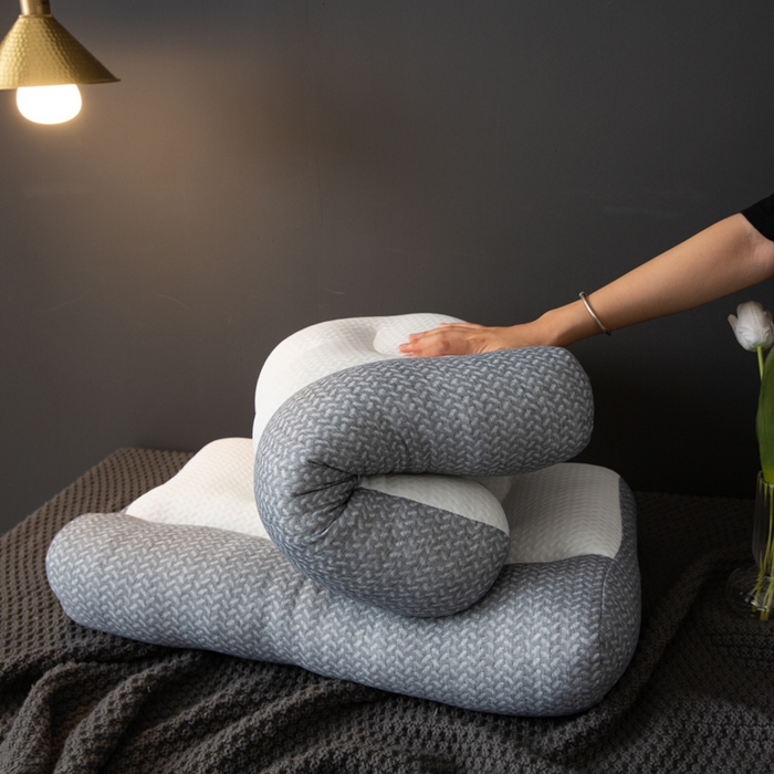 91家纺网 家纺一手货源 找家纺 2025新款网销爆款日式反牵引骨科修复枕反牵引枕头单只 灰色一只高枕1100克