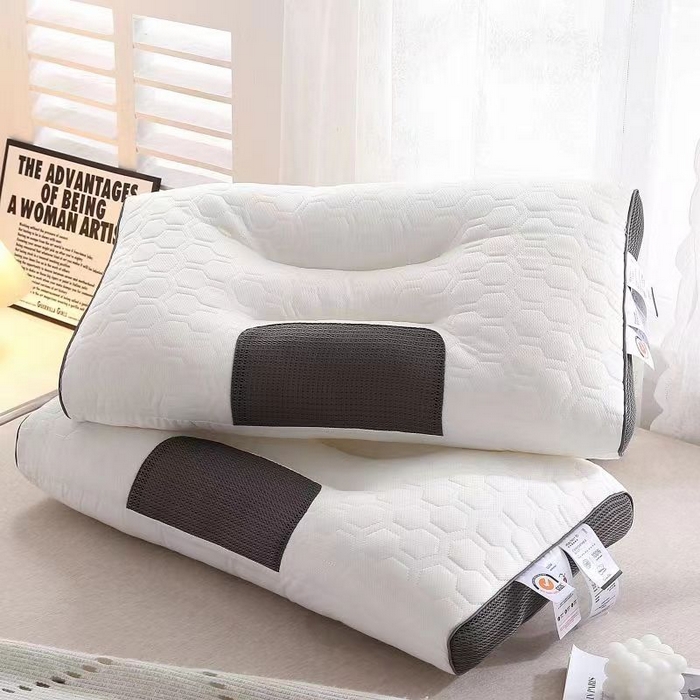 91家纺网 家纺一手货源 找家纺 梦莱家纺 2025新款云柔乳胶护颈枕spa按摩功能枕枕头枕芯 灰色/只800克低枕