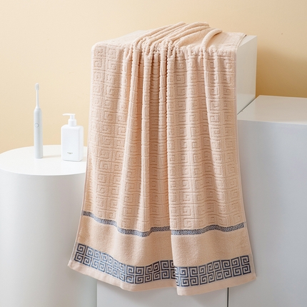 91家纺网 家纺一手货源 找家纺 （总）彩虹毛巾 2023新款长城格缎带款毛巾浴巾套装 长城格毛巾 纯棉浴巾