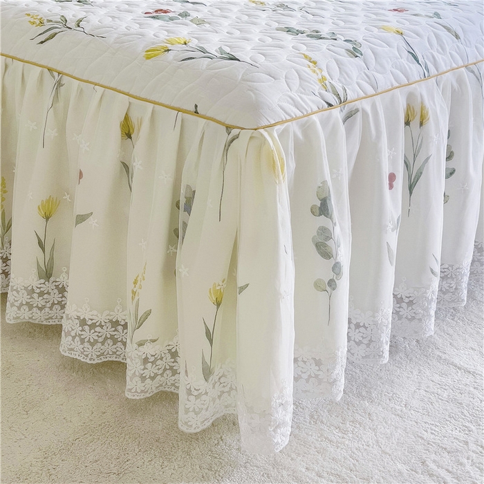 91家纺网 家纺一手货源 找家纺 十个点 2024新款印花夹棉蕾丝单床裙-玲珑 静香