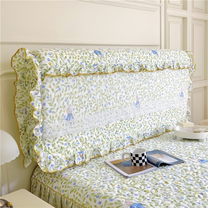 91家纺网 家纺一手货源 找家纺 十个点 2024新款印花夹棉蕾丝床头罩-玲珑 玲珑