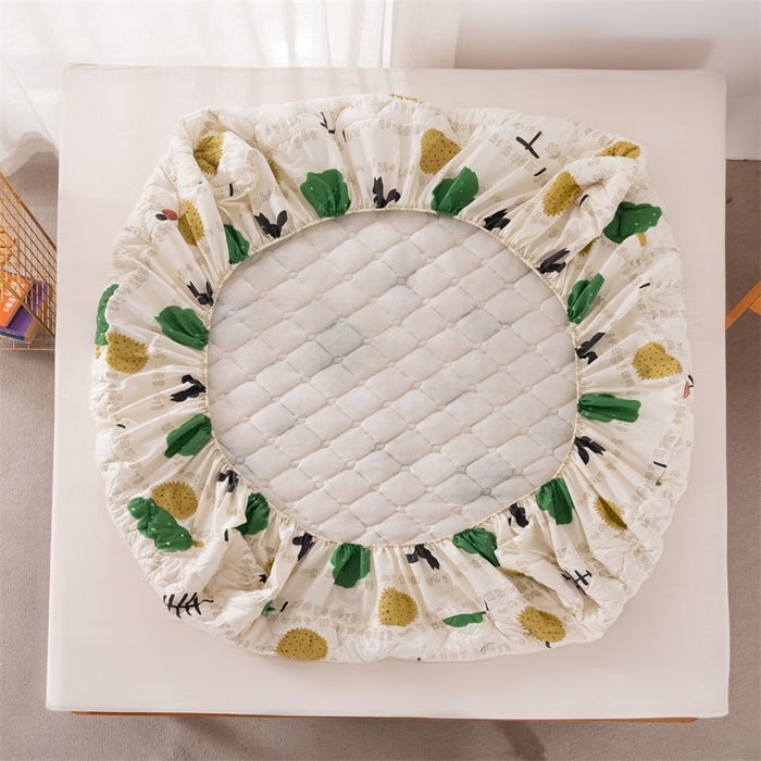 91家纺网 家纺一手货源 找家纺 花言狐语2025新款A类防水床笠隔尿透气席梦思保护套可定制水洗 夏日时光