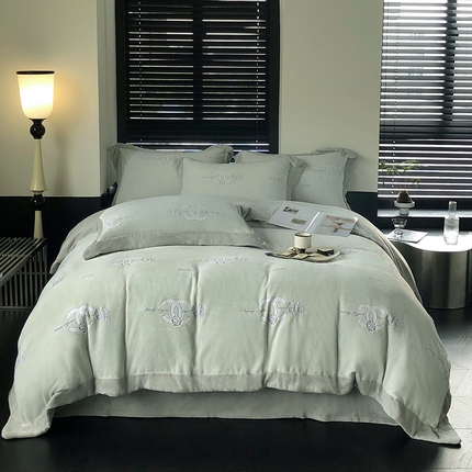 榻尚家居 2023秋冬新款高克重牛奶绒四件套--闻香系列 闻香 莫兰迪绿