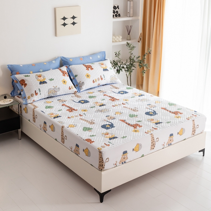 91家纺网 家纺一手货源 找家纺 优乐家纺 2023新款夹棉绗缝套件及单品系列-单床笠 狂欢乐园