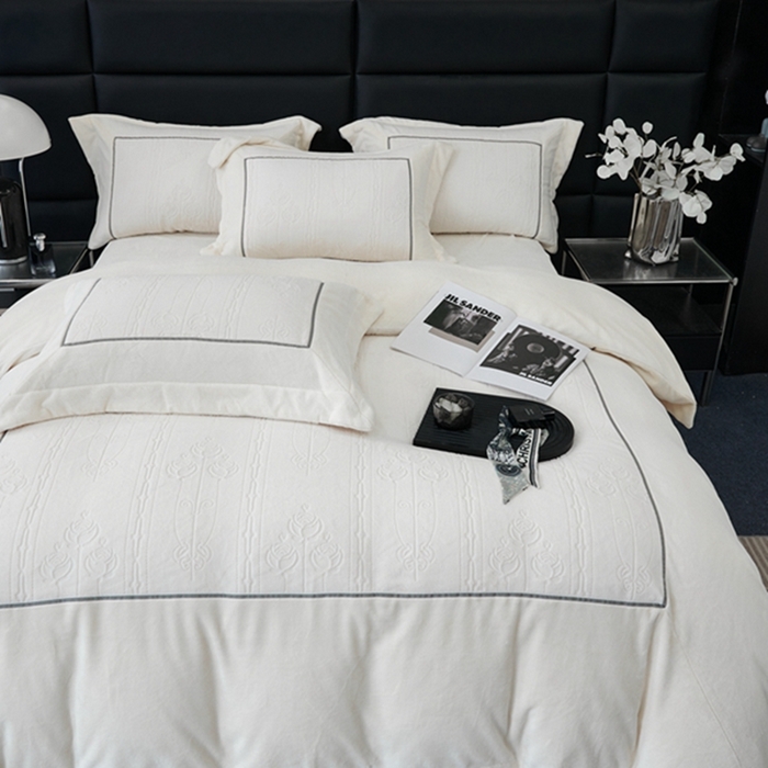 91家纺网 家纺一手货源 找家纺 （总） 2023 纯色工艺雕花婴儿绒婴肤牛奶绒暖绒加厚长绒獭兔绒四件套