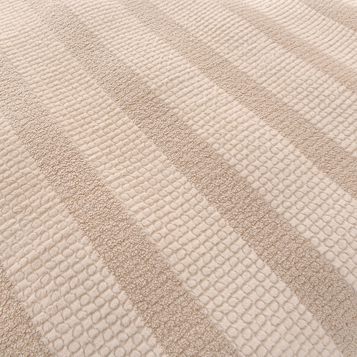 91家纺网 家纺一手货源 找家纺 2023新款无印风兔绒泰迪绒拼接款四件套 静逸-卡其