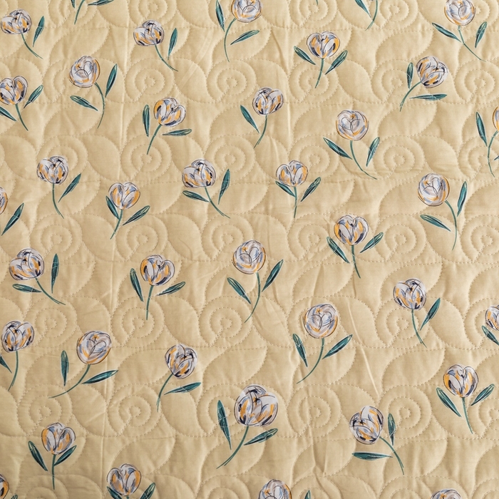 91家纺网 家纺一手货源 找家纺 优乐家纺 2023新款夹棉绗缝套件及单品系列-单床盖 清风摇曳