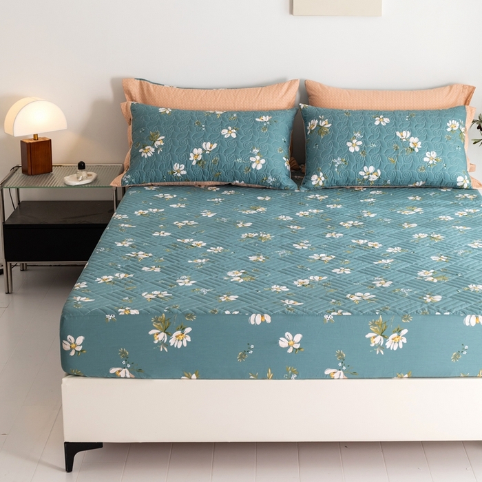 91家纺网 家纺一手货源 找家纺 优乐家纺 2023新款夹棉绗缝套件及单品系列-单床笠 仙草