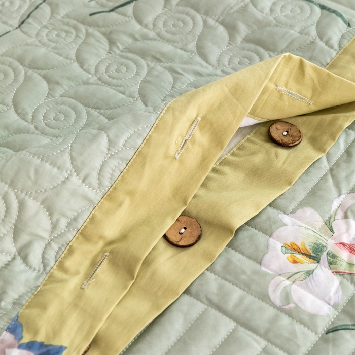 91家纺网 家纺一手货源 找家纺 优乐家纺 2023新款夹棉绗缝套件及单品系列-单枕套 晗蕊初开-绿