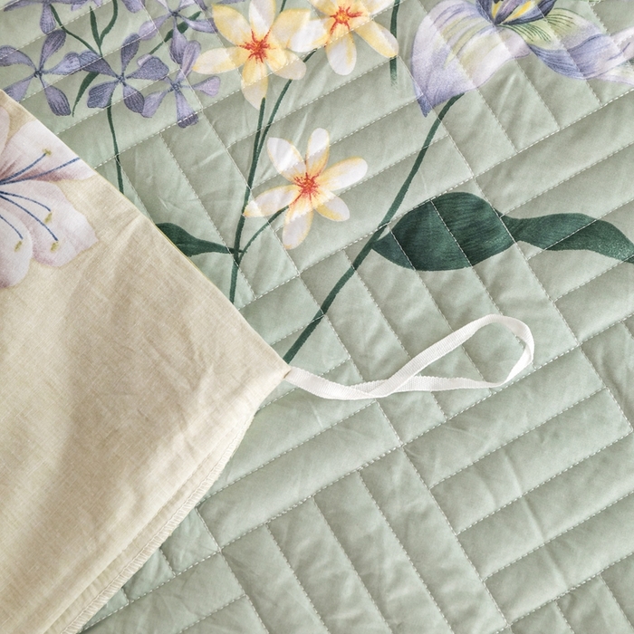 91家纺网 家纺一手货源 找家纺 优乐家纺 2023新款夹棉绗缝套件及单品系列-单被套 晗蕊初开-绿