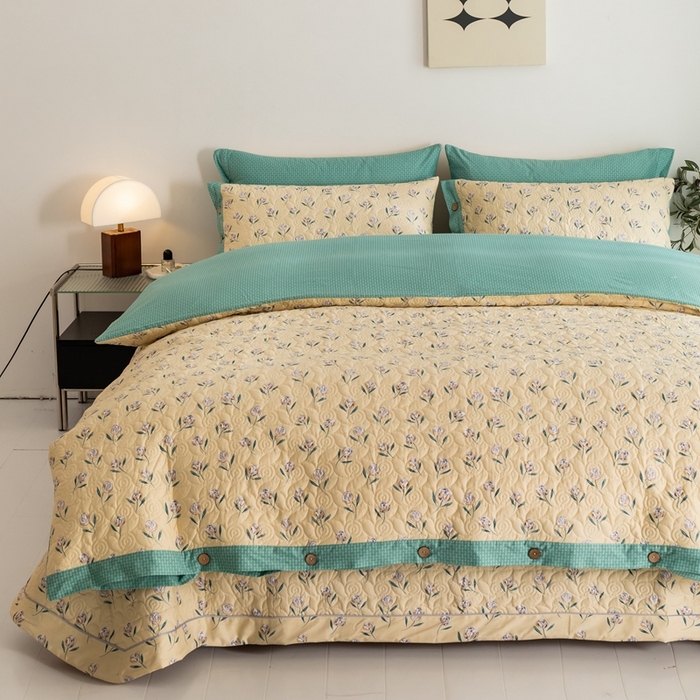 91家纺网 家纺一手货源 找家纺 优乐家纺 2023新款夹棉绗缝套件及单品系列-四件套  清风摇曳