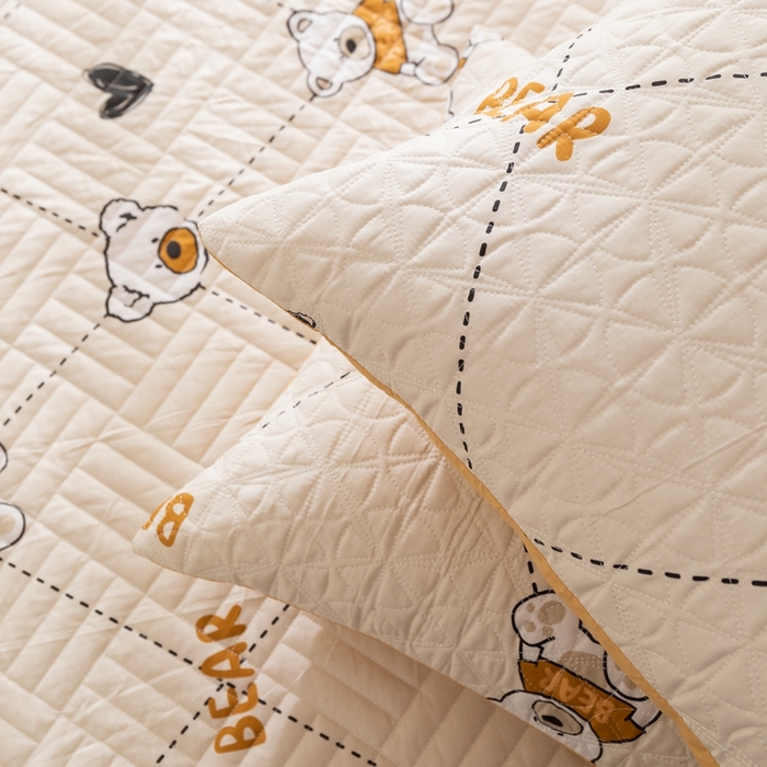 91家纺网 家纺一手货源 找家纺 优乐家纺 2023新款夹棉绗缝套件及单品系列-单枕套 奇妙熊