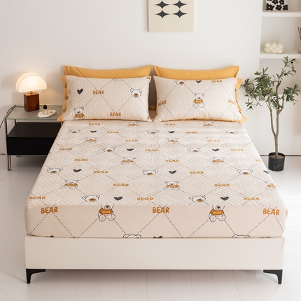 优乐家纺 2023新款夹棉绗缝套件及单品系列-单床笠 奇妙熊