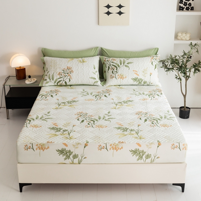 91家纺网 家纺一手货源 找家纺 优乐家纺 2023新款夹棉绗缝套件及单品系列-单床笠 沁香