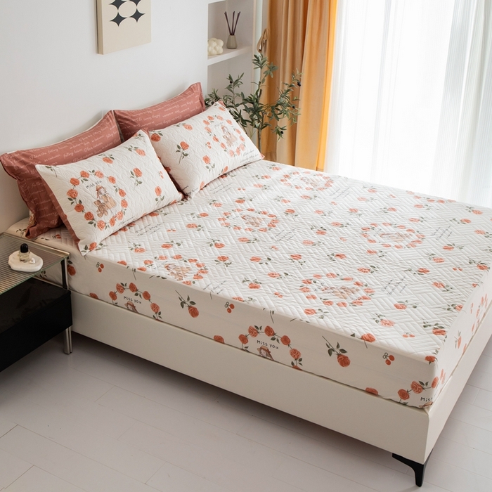 91家纺网 家纺一手货源 找家纺 优乐家纺 2023新款夹棉绗缝套件及单品系列-单床笠 一世情缘