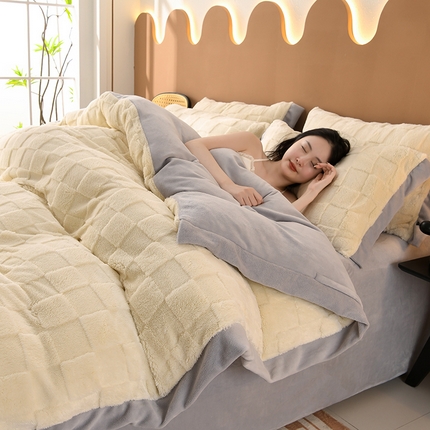 澳梵家居 2023新款轻奢款宽边塔芙绒四件套 格调-奶白