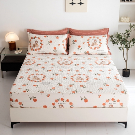 优乐家纺 2023新款夹棉绗缝套件及单品系列-单床笠 一世情缘