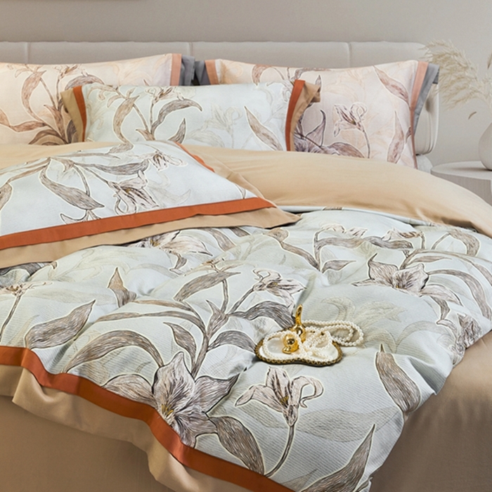 91家纺网 家纺一手货源 找家纺 2023新品天丝棉磨毛暖阳绒四件套 摇曳 绿