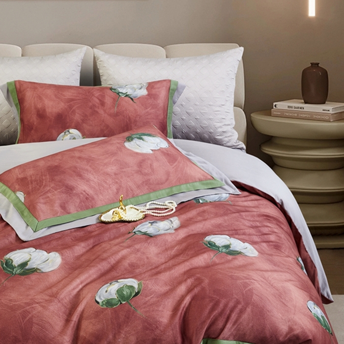 91家纺网 家纺一手货源 找家纺 2023新品天丝棉磨毛暖阳绒四件套 绚丽 红