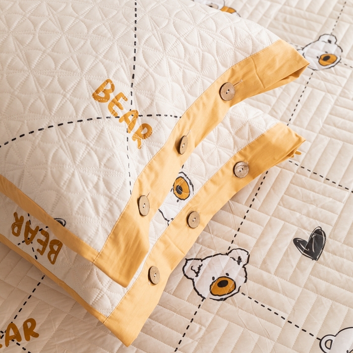 91家纺网 家纺一手货源 找家纺 优乐家纺 2023新款夹棉绗缝套件及单品系列-单枕套 奇妙熊