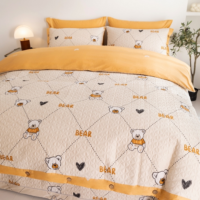 91家纺网 家纺一手货源 找家纺 优乐家纺 2023新款夹棉绗缝套件及单品系列-单被套 奇妙熊