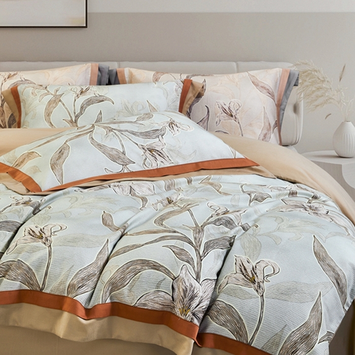 91家纺网 家纺一手货源 找家纺 2023新品天丝棉磨毛暖阳绒四件套 摇曳 绿