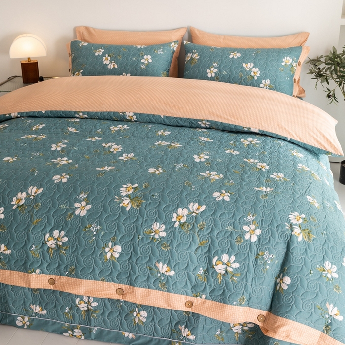 91家纺网 家纺一手货源 找家纺 优乐家纺 2023新款夹棉绗缝套件及单品系列-四件套  仙草