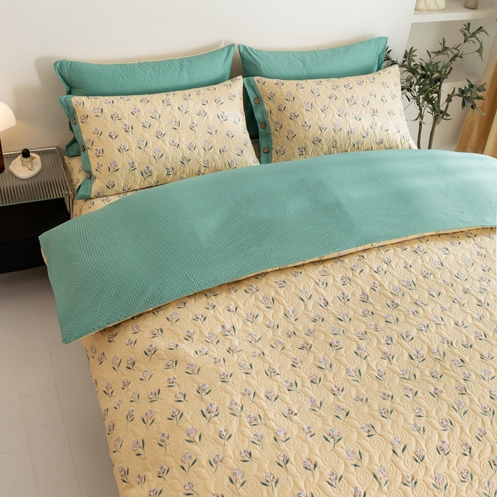 91家纺网 家纺一手货源 找家纺 优乐家纺 2023新款夹棉绗缝套件及单品系列-四件套  清风摇曳