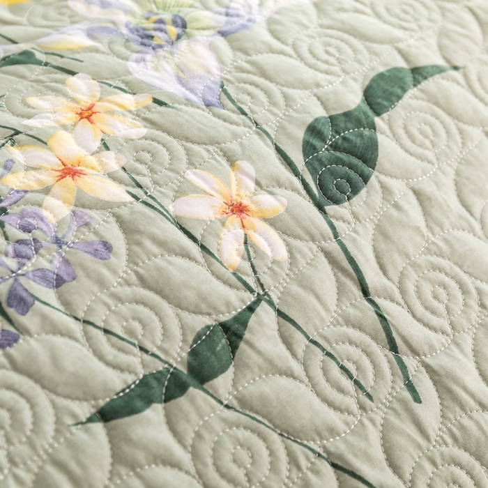 91家纺网 家纺一手货源 找家纺 优乐家纺 2023新款夹棉绗缝套件及单品系列-四件套  晗蕊初开-绿