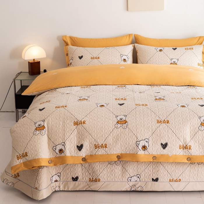 91家纺网 家纺一手货源 找家纺 优乐家纺 2023新款夹棉绗缝套件及单品系列-单被套 奇妙熊