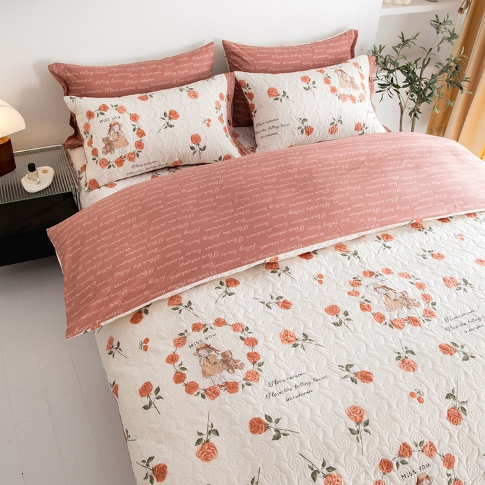 91家纺网 家纺一手货源 找家纺 优乐家纺 2023新款夹棉绗缝套件及单品系列-四件套  一世情缘