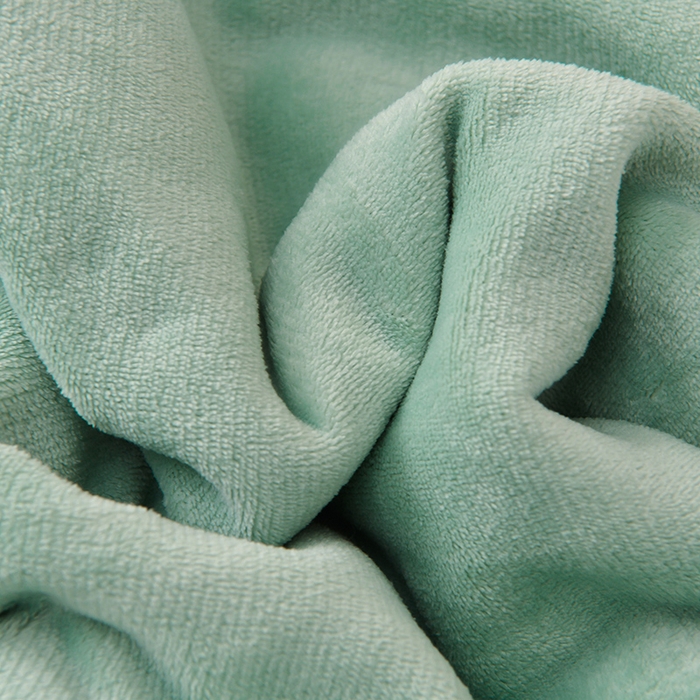 91家纺网 家纺一手货源 找家纺 2023新款无印风兔绒泰迪绒拼接款四件套 静逸-水绿