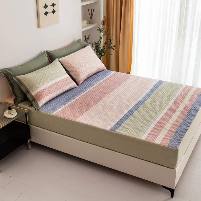 91家纺网 家纺一手货源 找家纺 优乐家纺 2023新款夹棉绗缝套件及单品系列-单床笠 莫卡