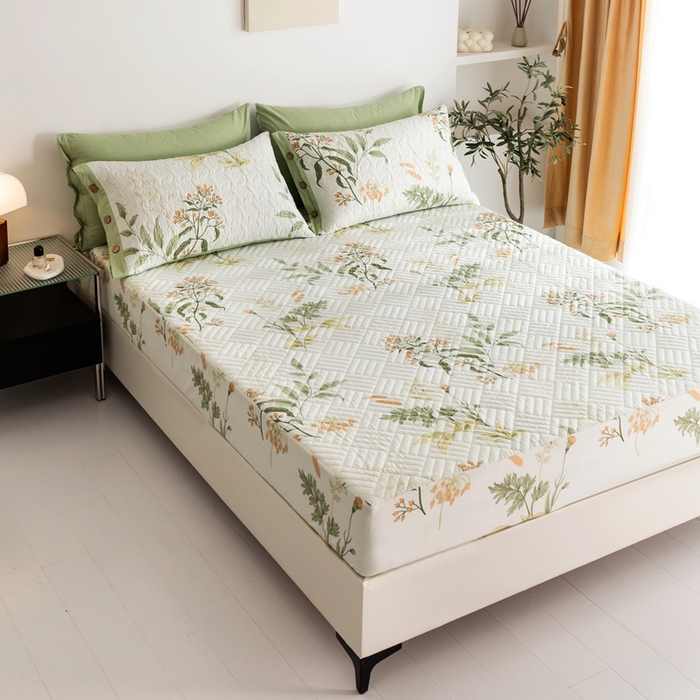 91家纺网 家纺一手货源 找家纺 优乐家纺 2023新款夹棉绗缝套件及单品系列-单床笠 沁香