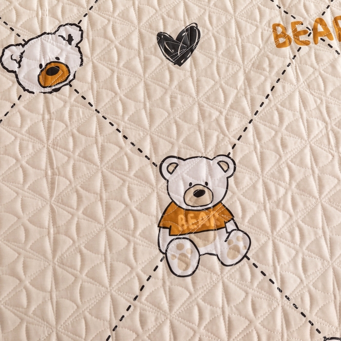 91家纺网 家纺一手货源 找家纺 优乐家纺 2023新款夹棉绗缝套件及单品系列-单床盖 奇妙熊