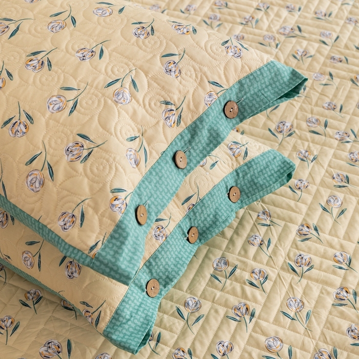 91家纺网 家纺一手货源 找家纺 优乐家纺 2023新款夹棉绗缝套件及单品系列-单枕套 清风摇曳